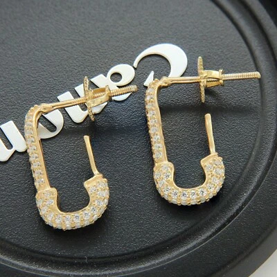 1.50 Ct Round Lab Grown Diamond Womens Paper Clip Earring Solid 10K Yellow Gold - Image 1 of 4
