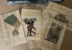 12 Vintage Egyptian Revival Papyrus Hand Painted Panels Swatches 4x6”Grande Tour - Picture 1 of 15