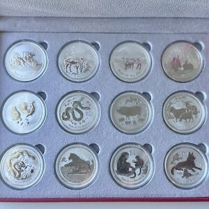 Perth Mint Australian Lunar Series 2 - 12 Coin Silver Set with Box
