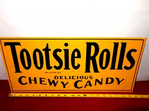 Rollos TOOTSIE CARAMELO MASTICABLE 20 X 9 PULGADAS ADV. SIGNO GRAPADOR DE METAL DE ESTAÑO EN RELIEVE - C51 - Imagen 1 de 6