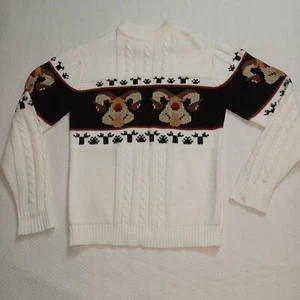 70s Silton Cowichan Ram Deer Cable Knit Sweater Mens Large Acrylic Vtg Taiwan - Picture 1 of 8
