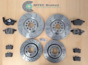 Audi TT 1.8T 225bhp 99-05 Front Rear MTEC Drilled Grooved Brake Discs & Pads - Picture 1 of 8