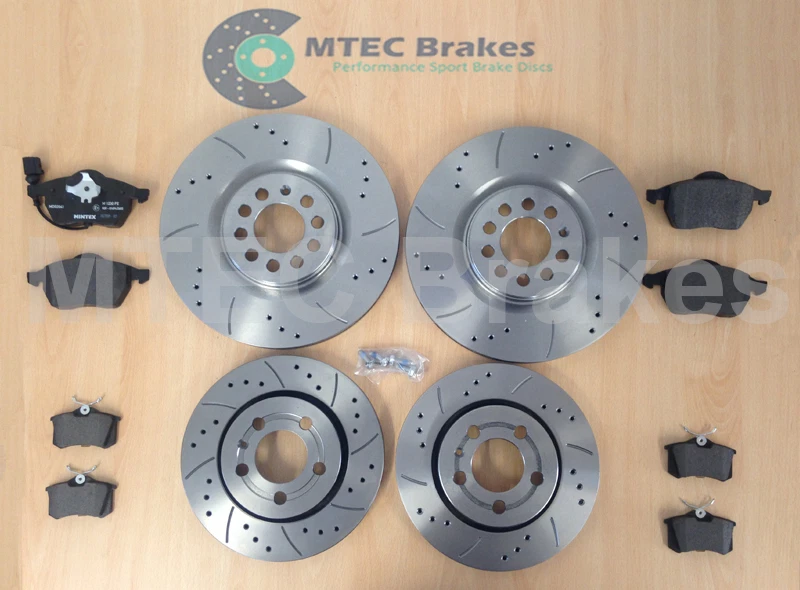 Audi TT 1.8T 225bhp 99-05  Front Rear MTEC Drilled Grooved Brake Discs & Pads - Image 1 of 4