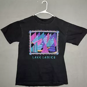 Camisa VINTAGE Neón Graphic Lake Lanier Adulto XL Negra S/S Puntada Única Años 90 Hombres - Imagen 1 de 6