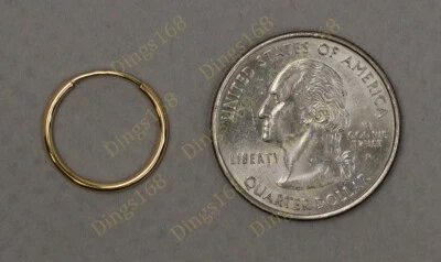 18K Yellow Gold Filled Tarnish-Free 16mm LightWeight Endless Huggie Hoop Earring - Image 1 of 2