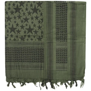 Mil-Tec Shemagh Sciarpa Stars All'Aperto Esercito Foulard Bandana Oliva / Nero - Foto 1 di 1