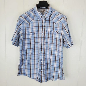 Kirra Shirt Mens Extra Large Blue Plaid Pearl Snap Double Flap Pocket Western - Picture 1 of 17