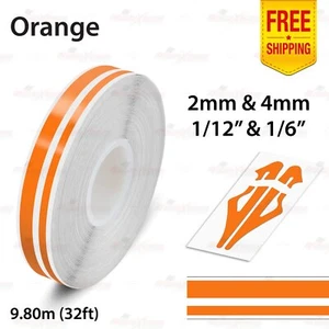 1/12" & 1/6" Twin Lines Stripe Tape Car Styling Line Decal Vinyl Sticker ORANGE - Picture 1 of 12