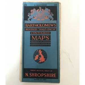 1942 BARTHOLOMEW’S REVISED HALF-INCH CONTOURED MAPS (SHEET 23) NORTH SHROPSHIRE - Picture 1 of 5