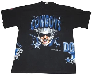 Vintage Dallas Cowboys Bulletin Athletic Canada AOP All Over Print T-Shirt OSFA - Picture 1 of 9