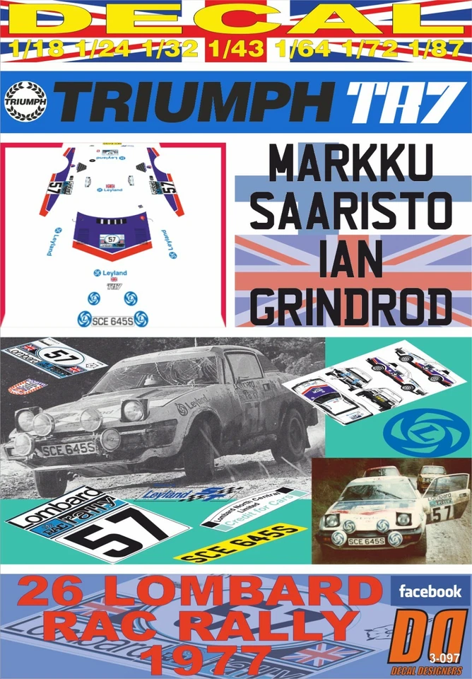 DECAL TRIUMPH TR7 MARKKU SAARISTO RAC R. 1977 37th (06) - Image 1 of 1