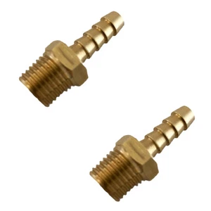 2pc 1/4" OD Barb X 1/4" Male NPT Brass Hose Barb Air, Fuel, Oil, Liquid - Picture 1 of 6