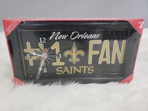 NEW Vintage Orleans Saints NFL # 1 Fan Quartz License Plate Clock Decor Mancave Cover