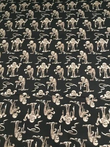 Scary Mummies - Cotton Halloween Fabric on Black Background - by the 1/2 yd - Picture 1 of 4