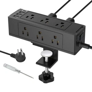 Desk Clamp Power Strip With Usb C Desk Surge Protector Power Strip With 9 Ac Plu - Picture 1 of 7