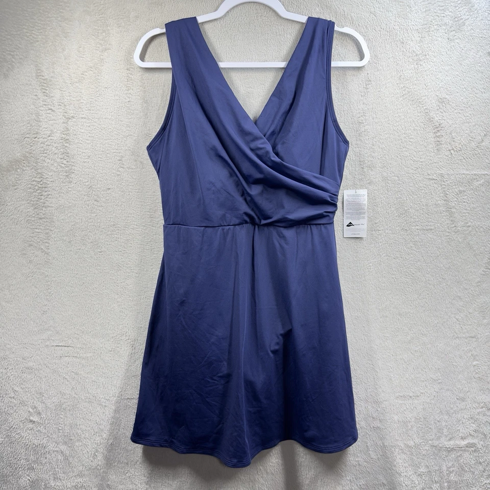 Lands' End Chlorine Resistant Tummy Control Surplice Wrap Swim Dress Size 14 NEW - Image 1 of 4
