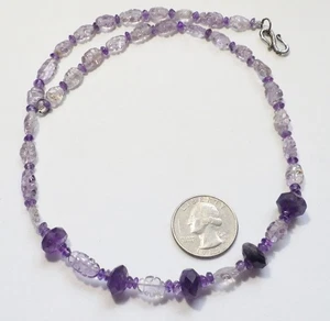 Precioso collar de cuentas de amatista tallada pálida facetada 925 de colección 19" - Imagen 1 de 4
