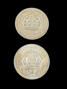 Australia 1937 KGVI Sterling Silver .925 One Crown Coin Lot of 2 - Picture 1 of 7