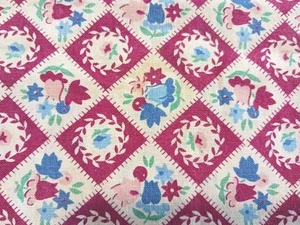 Vtg Flour Feed Sack Fabric Pillow Cover 15x16" Cornflower Blue & Berry Flowers - Picture 1 of 6