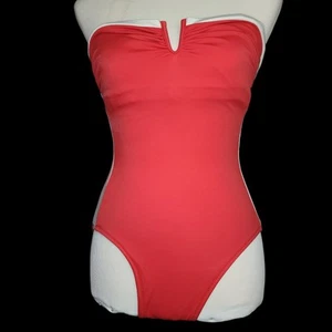 Traje de baño Edith Thais de colección años 80 1 pieza talla 10 sin tirantes rojo forma acanalado hecho en EE. UU. - Imagen 1 de 15