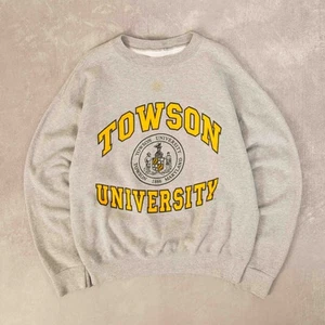 Vintage Towson University Sweatshirt XL Herren hellgrau Collegiate - Bild 1 von 7