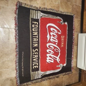Vintage Coca-Cola advertisement blanket throw Fountain Service - Picture 1 of 6