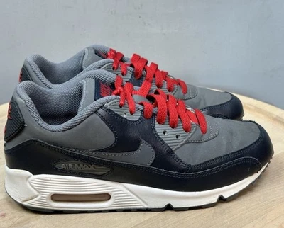 Nike Air Max 90 Flint Cool Gray Red Youth Sneaker GS Youth Size 5.5Y Women 7 - Image 1 of 4
