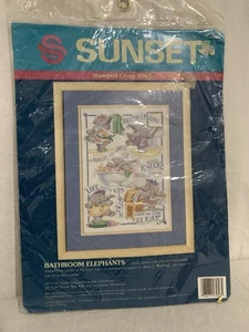 Kit de Elefantes de Baño Punto de Cruz Estampado Puesta de Sol - Imagen 1 de 2