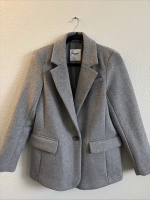Abrigo para mujer Abercrombie & Fitch gris mezcla de lana talla mediana Foto 1 de 4