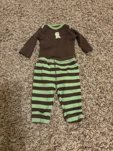 Carter's Hunde Outfit 3 Monate Body und Hose grün braun gestreift Langarm - Bild 1 von 3