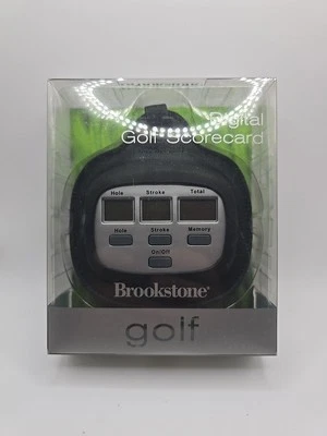 Cartão de pontuação de golfe digital Brookstone com estojo de couro preto novo caixa aberta - Imagem 1 de 2