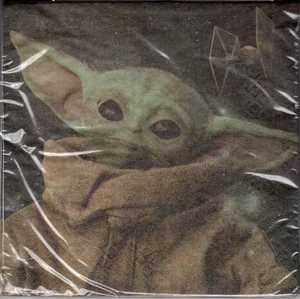 Unique Napkins Mandalorian Baby Yoda Star Wars 16 Count Birthday Napkins - Picture 1 of 2