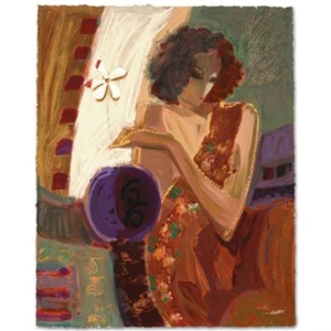 "Exotic Flower" by Sabzi - Serigraph on Deckle Edge Paper - Picture 1 of 1