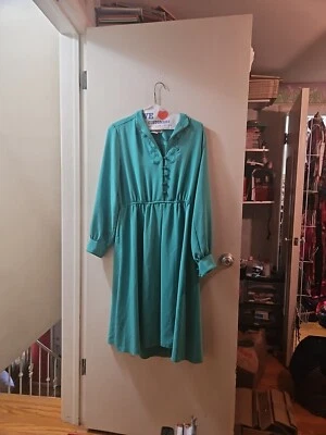 Vestido secretaria verde azulado años 80 a 40 Volup talla grande Foto 1 de 4