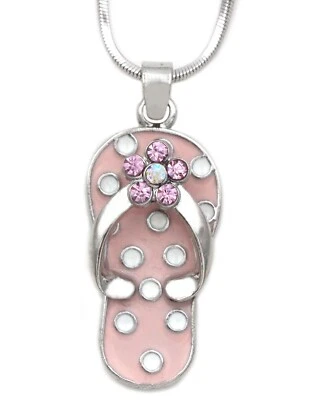 Chanclas de lunares playa sandalia zapatilla colgante collar cristal flor joyería Foto 1 de 2
