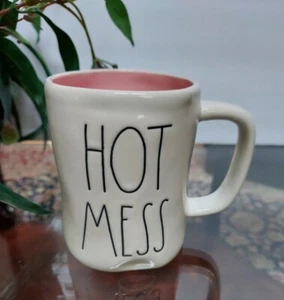 Rae Dunn ๐ Hot Mess with Pink Inside Long Letter Mug Brand New with Tag 2020 - Picture 1 of 3