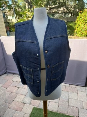 Vintage  SEARS Roebucks  Western Wear Made in USA  Denim Vest, Sherpa Lined / L - Image 1 of 4