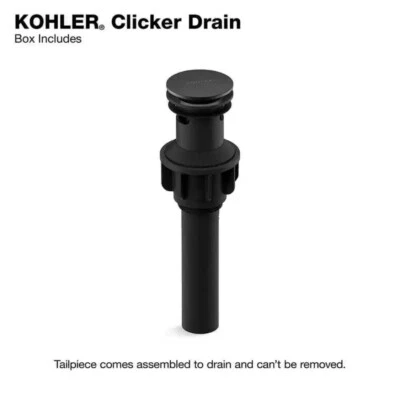 NEW KOHLER Standard Clicker Drain w/ Overflow in Matte Black RH1274364-BL *READ*