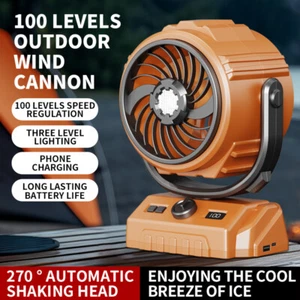 6000mAh Portable Camping Fan LED Light Outdoor Rechargeable Tent Fan Air Cooling - Picture 1 of 6