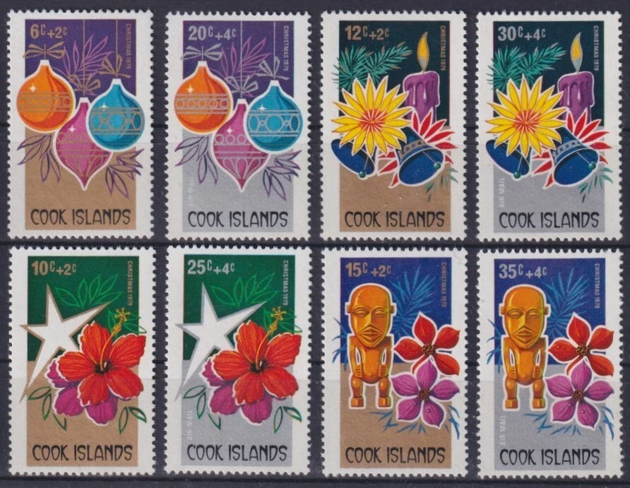 F-EX41555 COOK MNH 1979 CHRISTMAS NAVIDAD FLOWER & IDOL DRAWING. - Image 1 of 1