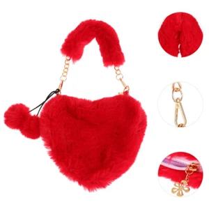 Heart Bag Fluffy Shaped Child Woman Novelty Purse Handbag Furry - Picture 1 of 12