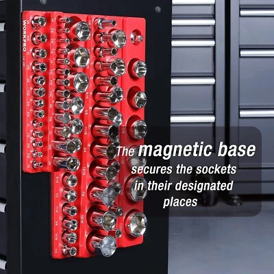 WORKPRO Magnetic Socket Organizer Set 1/4" 3/8" and 1/2" Drive SAE Socket Trays - Image 1 of 4
