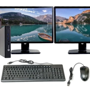 HP Desktop Mini 16GB RAM 256GB SSD Computer PC Dual 22" LCD Windows 10 Pro Wi-Fi - Afbeelding 1 van 6