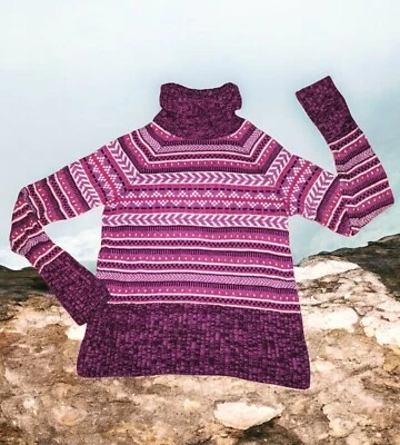 Suéter de cuello alto COLUMBIA para mujer rosa púrpura mezcla de lana nórdica mediano Foto 1 de 4