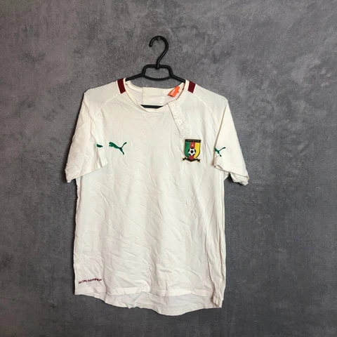 Cameroon Team Training Jersey Football Shirt White Puma Cotton Mens Size L Cover