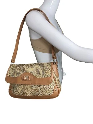 Bolsa ETIENNE AIGNER Tapeçaria Estampa Paisley Acabamento Couro Marrom - Imagem 1 de 4