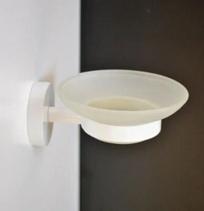 Soap Dish Holder White Metal and Glass Wall Mounted Bathroom Shower Croydex - Picture 1 of 1