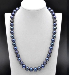 natürliche 6-7 mm AAA + Tahitian schwarz blau PERLENHALSKETTE 14K GOLD 18'' - Bild 1 von 3