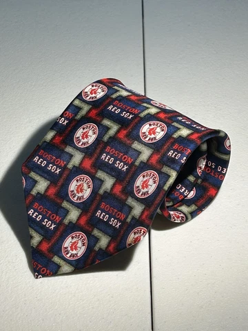 Boston Red Sox Men’s Neck Tie Logos Pattern Silk EUC!!! Cover