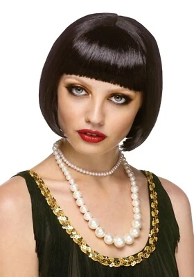 Fun World Black Flapper Bob Fashion Wig 1920s Accessory Halloween Costume 9239 - Image 1 of 2